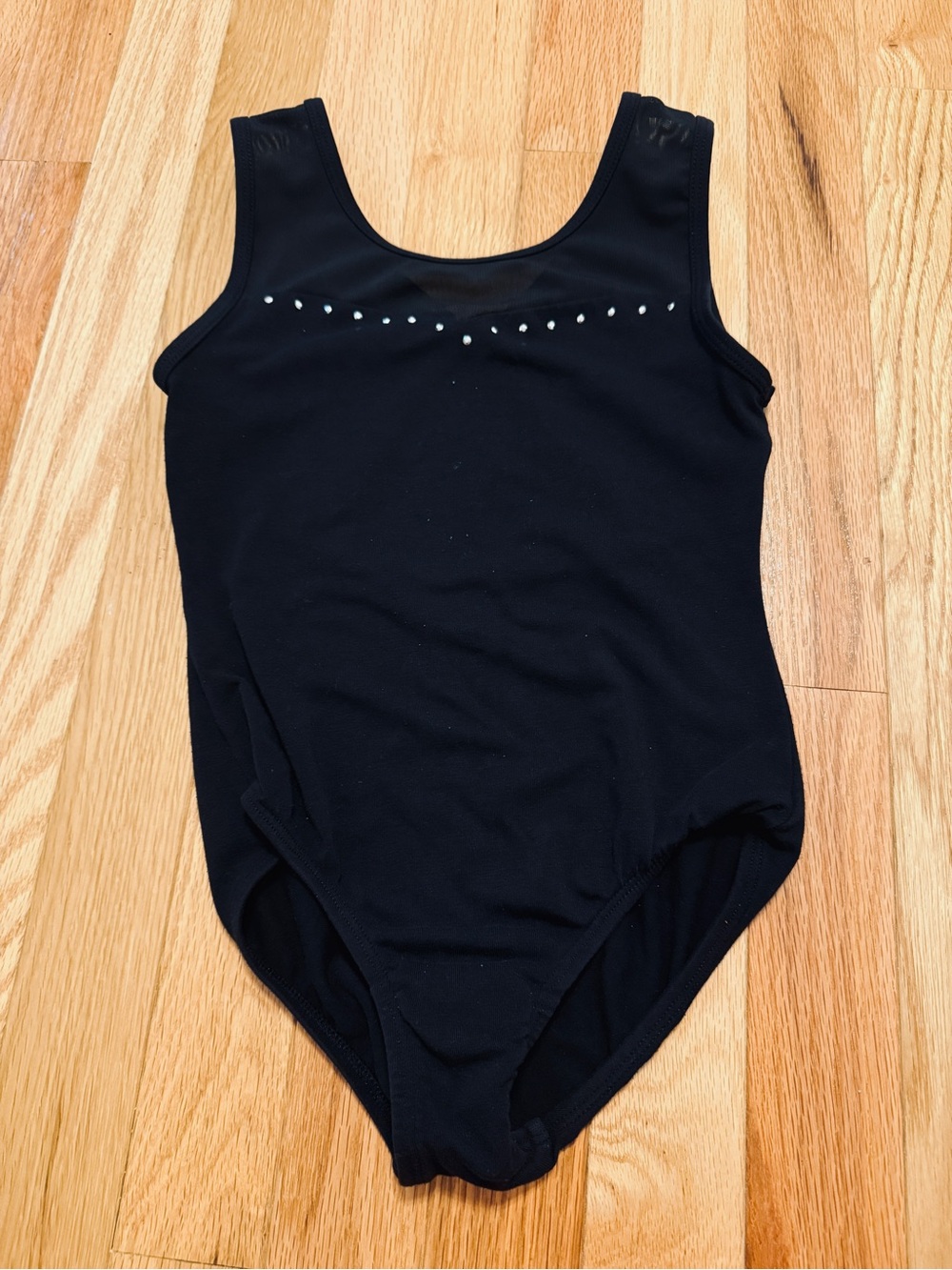Black Girls' One-Piece Leotard with Rhinestone Detail